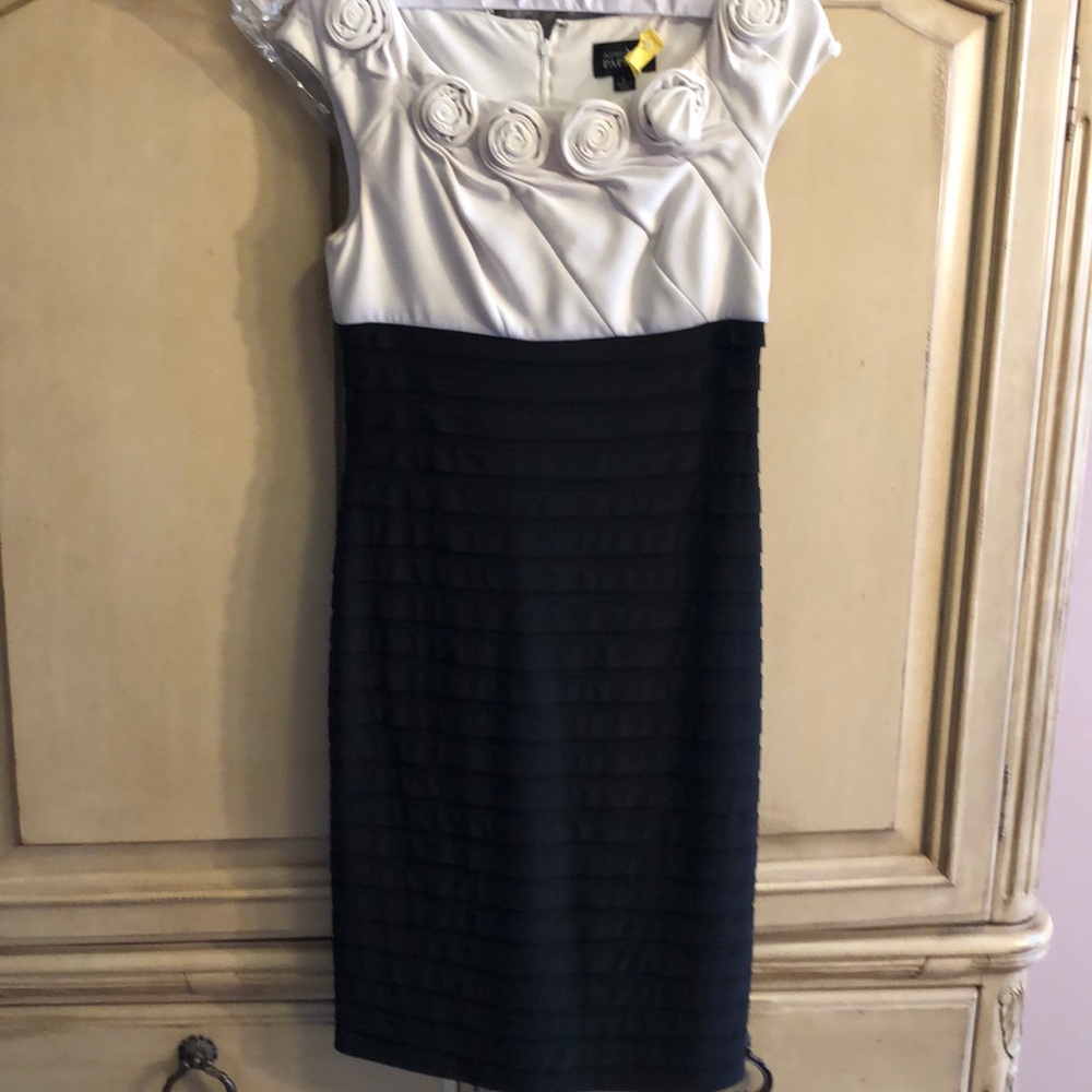 Black and cream with roses formal dress